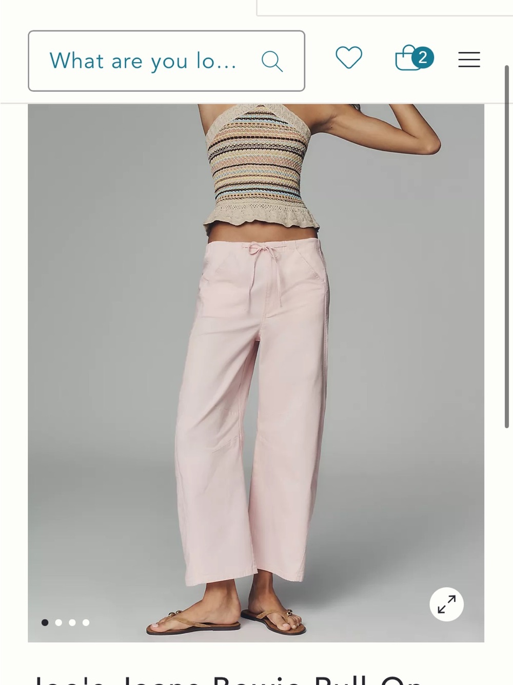 Joe’s blush Bowie pull on Casual Drawstring Wide-Leg Pants - Light Pink